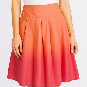 St. John's Bay Coral Pink Ombre Pleated A-Line Skirt Wide Waistband (1069)